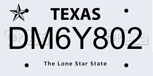 DM6Y802 Texas License Plate