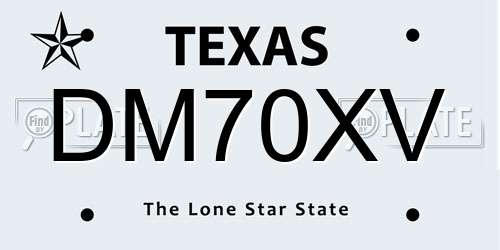 DM70XV Texas License Plate
