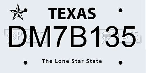DM7B135 Texas License Plate