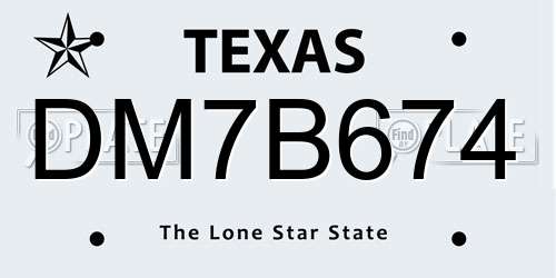 DM7B674 Texas License Plate