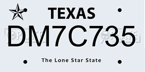 DM7C735 Texas License Plate