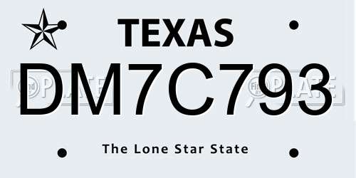 DM7C793 Texas License Plate