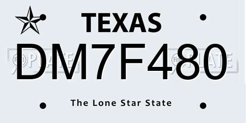DM7F480 Texas License Plate