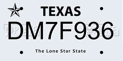 DM7F936 Texas License Plate