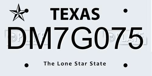 DM7G075 Texas License Plate