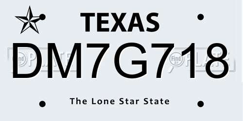 DM7G718 Texas License Plate
