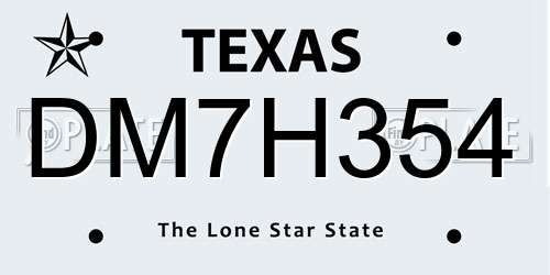 DM7H354 Texas License Plate