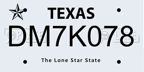 DM7K078 Texas License Plate