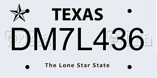 DM7L436 Texas License Plate