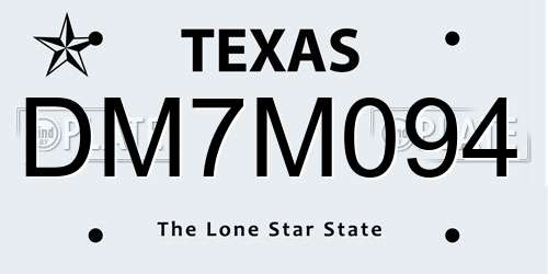 DM7M094 Texas License Plate