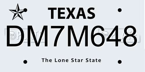 DM7M648 Texas License Plate