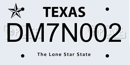 DM7N002 Texas License Plate