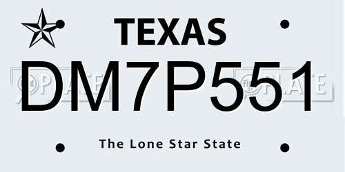 DM7P551 Texas License Plate
