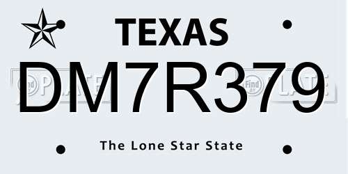 DM7R379 Texas License Plate