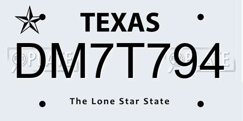 DM7T794 Texas License Plate