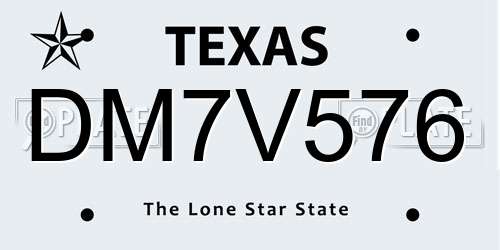 DM7V576 Texas License Plate