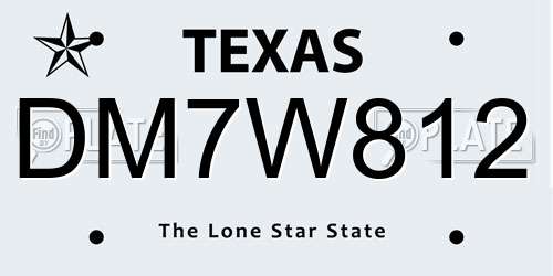 DM7W812 Texas License Plate