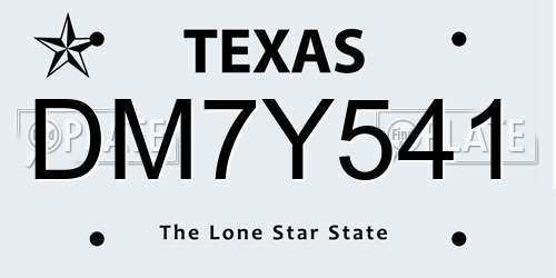 DM7Y541 Texas License Plate
