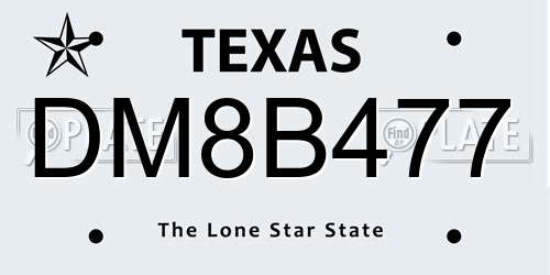 DM8B477 Texas License Plate