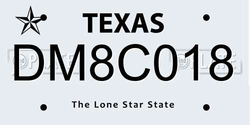 DM8C018 Texas License Plate