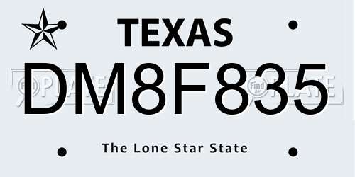 DM8F835 Texas License Plate
