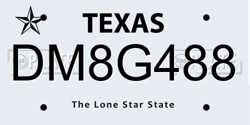 DM8G488 Texas License Plate
