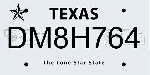 DM8H764 Texas License Plate