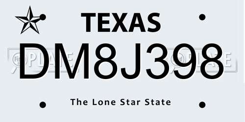 DM8J398 Texas License Plate