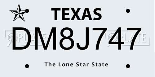DM8J747 Texas License Plate