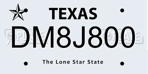 DM8J800 Texas License Plate