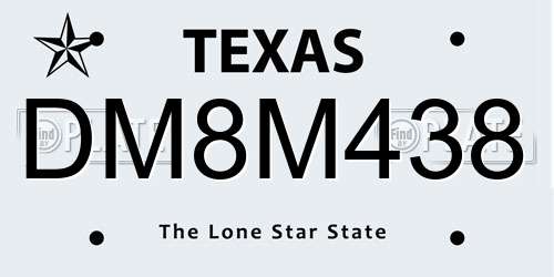 DM8M438 Texas License Plate