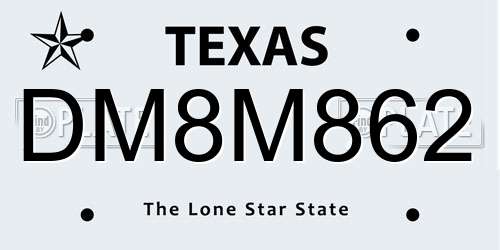 DM8M862 Texas License Plate