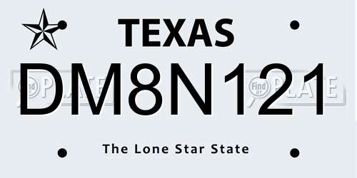 DM8N121 Texas License Plate