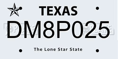 DM8P025 Texas License Plate