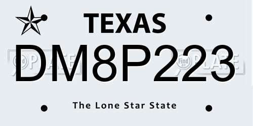 DM8P223 Texas License Plate