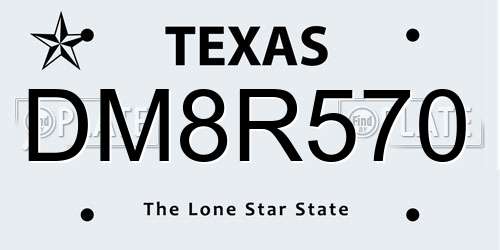 DM8R570 Texas License Plate