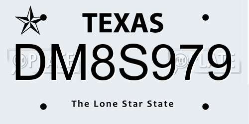 DM8S979 Texas License Plate