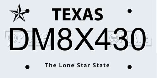 DM8X430 Texas License Plate