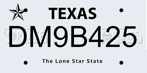 DM9B425 Texas License Plate