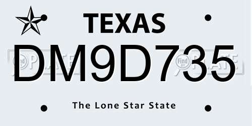 DM9D735 Texas License Plate