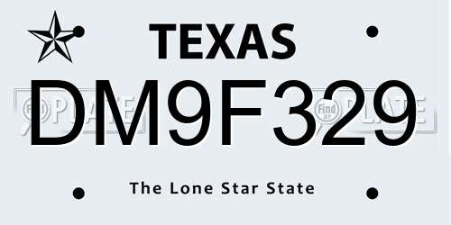 DM9F329 Texas License Plate