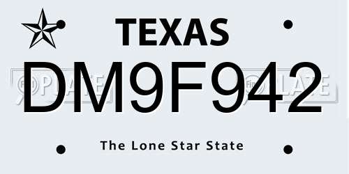 DM9F942 Texas License Plate
