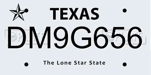 DM9G656 Texas License Plate