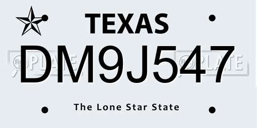 DM9J547 Texas License Plate