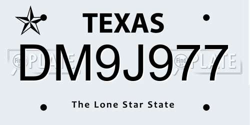 DM9J977 Texas License Plate