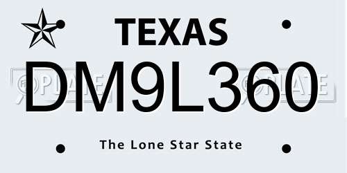 DM9L360 Texas License Plate