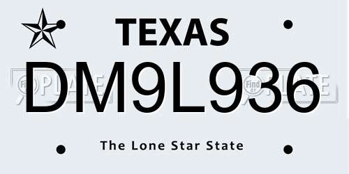 DM9L936 Texas License Plate