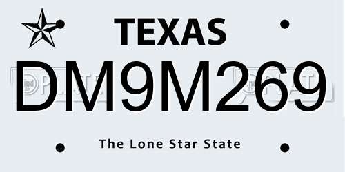 DM9M269 Texas License Plate
