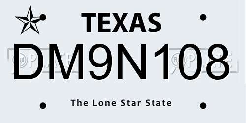 DM9N108 Texas License Plate