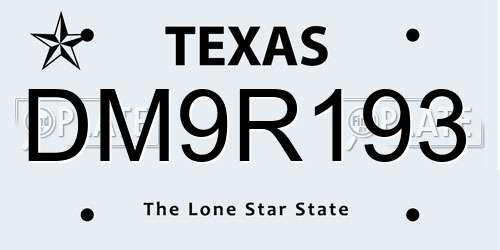 DM9R193 Texas License Plate